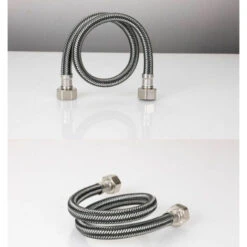 Baking Mold Sets Aluminum Wire Nylon Braided Metal High Pressure Water Inlet Hose, Explosion Proof Tubing For 4 Point Hot And Cold Water Faucet (Black Aluminum Wire) -Bathroom Faucet Store 100165123 4