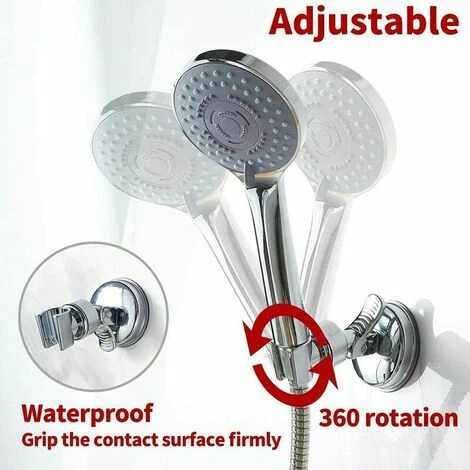 Removable Adjustable Shower Head Holder Suction Cup Shower Wall Mount Reusable Shower Head Holder No Drill Waterproof 6 Removable Adjustable Shower Head Holder Suction Cup Shower Wall Mount Reusable Shower Head Holder No Drill Waterproof - Image 4