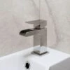 Modern Cloakroom Mono Basin Sink Mixer Tap Brass Waterfall Spout Square Chrome