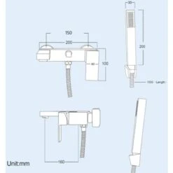 Brayton Modern Wall Mounted Bath Shower Mixer Tap With Handset Kit -Bathroom Faucet Store 13068748 5