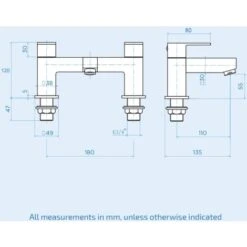 Aldo Contemporary Square Chrome Bridge Deck Mounted Bath Filler Tap -Bathroom Faucet Store 13068979 3