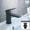 Astra Modern Matte Black Cloakroom Basin Single Lever Tap + Waste