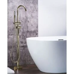 Modern Freestanding Tub Bath Faucet Mixer Tap Brass Gloss Gold Tugela -Bathroom Faucet Store 13134504 2