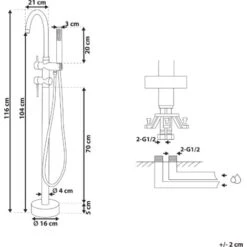 Modern Freestanding Tub Bath Faucet Mixer Tap Brass Gloss Gold Tugela -Bathroom Faucet Store 13134504 3