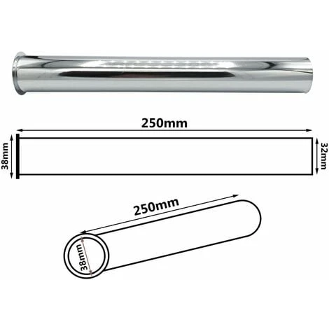 Straight Pipe With Collar 32mm Drain Waste Trap Chrome Replacement 250mm Long 4 Straight Pipe With Collar 32mm Drain Waste Trap Chrome Replacement 250mm Long - Image 2