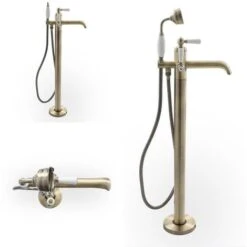 Milano Elizabeth - Traditional Freestanding Bath Shower Mono Mixer Tap With Lever Handle - Brushed Gold -Bathroom Faucet Store 15474799 4
