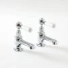 Milano Elizabeth - Traditional Bathroom Basin Pillar Taps - Chrome & White (Lever Handles) -Bathroom Faucet Store 15623792 1