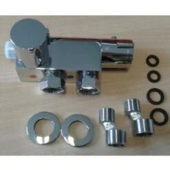 Nuie Vertical Thermostatic Bar Bottom Outlet Shower Valve - Chrome -Bathroom Faucet Store 15724409 3