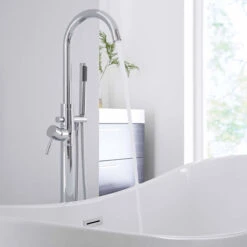 Milano Mirage - Modern Freestanding Bath Shower Mixer Tap With Hand Shower Handset - Chrome -Bathroom Faucet Store 15877079 4