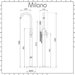 Milano Mirage - Modern Freestanding Bath Shower Mixer Tap With Hand Shower Handset - Chrome -Bathroom Faucet Store 15877079 5