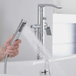 Milano Razor - Modern Freestanding Bath Shower Mixer Tap With Hand Shower Handset - Chrome 10 Milano Razor - Modern Freestanding Bath Shower Mixer Tap With Hand Shower Handset - Chrome -Bathroom Faucet Store 15877082 4
