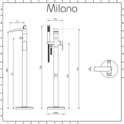 Milano Razor - Modern Freestanding Bath Shower Mixer Tap With Hand Shower Handset - Chrome 11 Milano Razor - Modern Freestanding Bath Shower Mixer Tap With Hand Shower Handset - Chrome -Bathroom Faucet Store 15877082 5