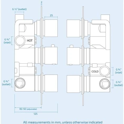 OLIVE 3 Dial 3 Outlet Concealed Thermostatic Shower - Square- Refined Valve 7 OLIVE 3 Dial 3 Outlet Concealed Thermostatic Shower - Square- Refined Valve - Image 5