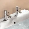 Blossom Modern Chrome Set Of Hot And Cold Basin Taps And Waste -Bathroom Faucet Store 16645662 1