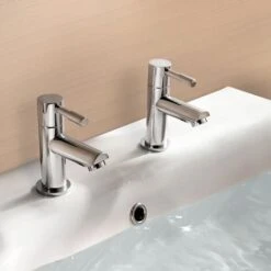 Blossom Modern Chrome Set Of Hot And Cold Basin Taps And Waste