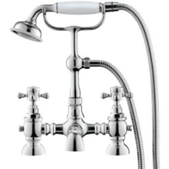 Churchill Traditional Deck Mounted Bath Shower Mixer Tap With Handheld Kit