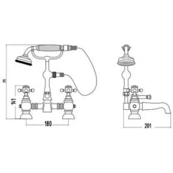 Churchill Traditional Deck Mounted Bath Shower Mixer Tap With Handheld Kit -Bathroom Faucet Store 16934262 5