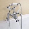 Edwardian Traditional Style Chrome Deck Mounted Bath Shower Mixer Tap With Handheld Kit