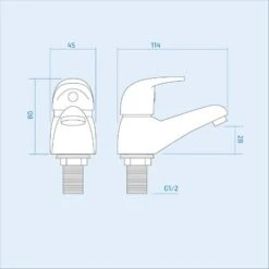 Studio Modern Set Of Chrome Hot And Cold Deck Mounted Basin Taps -Bathroom Faucet Store 16934344 3