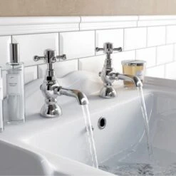 Churchill Traditional Set Of Chrome Hot & Cold Twin Basin Taps