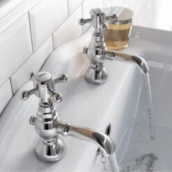 Churchill Traditional Set Of Chrome Hot & Cold Twin Basin Taps -Bathroom Faucet Store 16934362 4