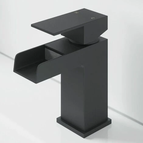 Modern Taps Basin Bathroom Sink Mono Mixer Waterfall Tap Lever Black Finish 3 Modern Taps Basin Bathroom Sink Mono Mixer Waterfall Tap Lever Black Finish