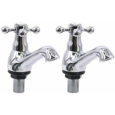 Aquariss Pair Of Bathroom Sink Basin Taps Twin Cross Head Handles Brass Faucet Polished Chrome Basin Pillar Taps Traditional 4 Aquariss Pair Of Bathroom Sink Basin Taps Twin Cross Head Handles Brass Faucet Polished Chrome Basin Pillar Taps Traditional - Image 2