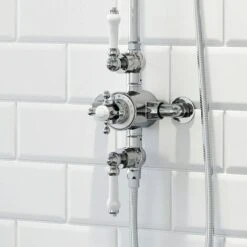 Traditional Thermostatic Mixer Shower Crosshead Valve Round Drench Head -Bathroom Faucet Store 19887323 5