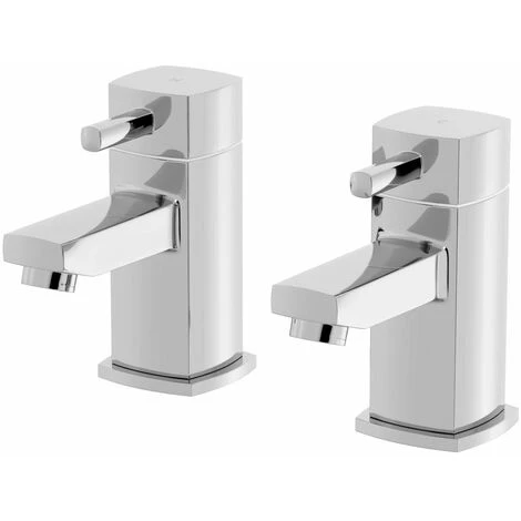 Hot & Cold Bathroom Bath Taps Modern Chrome Twin Pair Brass Square Lever Handles 7 Hot & Cold Bathroom Bath Taps Modern Chrome Twin Pair Brass Square Lever Handles - Image 5