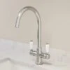 Sauber Traditional Mono Kitchen Sink Mixer Tap Twin Lever Handles Spout Chrome -Bathroom Faucet Store 23631930 1