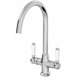 Sauber Traditional Mono Kitchen Sink Mixer Tap Twin Lever Handles Spout Chrome 10 Sauber Traditional Mono Kitchen Sink Mixer Tap Twin Lever Handles Spout Chrome -Bathroom Faucet Store 23631930 4