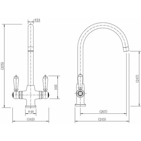 Sauber Traditional Mono Kitchen Sink Mixer Tap Twin Lever Handles Spout Chrome 7 Sauber Traditional Mono Kitchen Sink Mixer Tap Twin Lever Handles Spout Chrome - Image 5