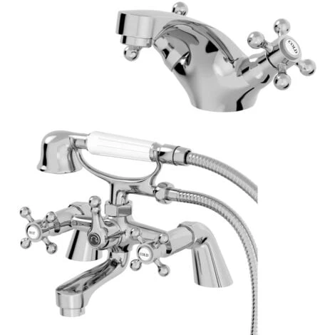 Traditional Bathroom Taps Set Mono Basin Sink Mixer Bath Shower Mixer Tap Chrome 3 Traditional Bathroom Taps Set Mono Basin Sink Mixer Bath Shower Mixer Tap Chrome