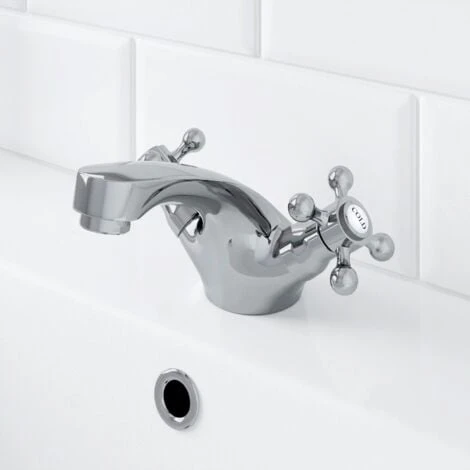 Traditional Bathroom Taps Set Mono Basin Sink Mixer Bath Shower Mixer Tap Chrome 4 Traditional Bathroom Taps Set Mono Basin Sink Mixer Bath Shower Mixer Tap Chrome - Image 2