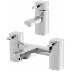 Bath Filler Chrome Spout Hot Basin Sink Lever Mixer Tap Mixer Taps Square Set