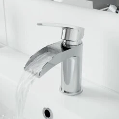 Waterfall Bathroom Mono Basin Sink Mixer Tap Modern Lever Handle Chrome -Bathroom Faucet Store 24392991 3