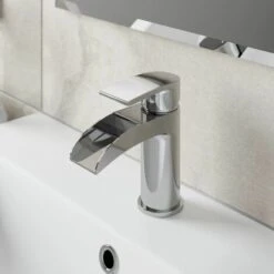 Waterfall Bathroom Mono Basin Sink Mixer Tap Modern Lever Handle Chrome -Bathroom Faucet Store 24392991 4