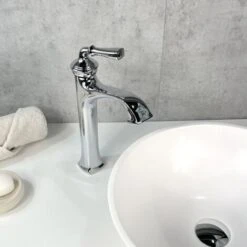 Vintage Style Mixer Tap In Solid Chrome Plated Brass -Bathroom Faucet Store 28355451 5