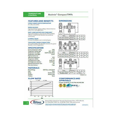 Reliance - Ausimix 22mm Compact 2 In 1 Thermostatic Mixing Valve HEAT110755 5 Reliance - Ausimix 22mm Compact 2 In 1 Thermostatic Mixing Valve HEAT110755 - Image 3