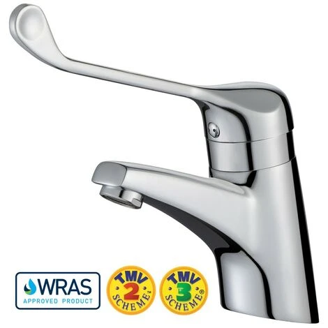 Commercial Sequential Thermostatic Basin Mixer Tap 150mm Long Lever TMV3 WRAS 3 Commercial Sequential Thermostatic Basin Mixer Tap 150mm Long Lever TMV3 WRAS