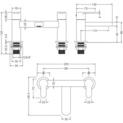 Nuie Arvan Pillar Mounted Bath Filler Tap - Matt Black -Bathroom Faucet Store 29825922 2