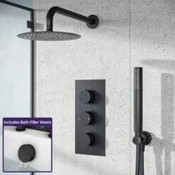 Wilden 3 Dial 3 Way Concealed Thermostatic Shower Mixer Valve Black Matte