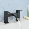 Arke Contemporary Matte Black Bridge Deck Mounted Waterfall Bath Filler Tap -Bathroom Faucet Store 32282027 1