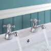 Stratford Traditional Single Pair Of Cross Head Hot And Cold Basin Taps + Waste -Bathroom Faucet Store 32300545 1