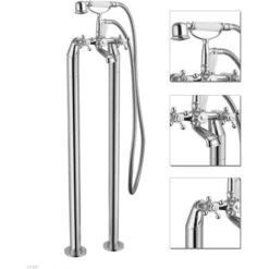 Stratford Traditional Freestanding Floor Mounted Bath Shower Mixer Tap With Handheld Kit