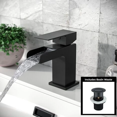 Ozone Contemporary Bathroom Matte Black Basin Mono Mixer Tap & Free Waste 3 Ozone Contemporary Bathroom Matte Black Basin Mono Mixer Tap & Free Waste