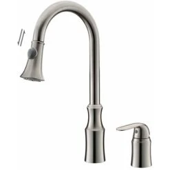 Brushed Nickel Countertop Sink Mixer Tap - Saona -Bathroom Faucet Store 35172642 5