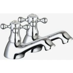Strafford Victorian Chrome Cross Head Basin Hot & Cold Tap Pair + Waste 8 Strafford Victorian Chrome Cross Head Basin Hot & Cold Tap Pair + Waste -Bathroom Faucet Store 35414852 2