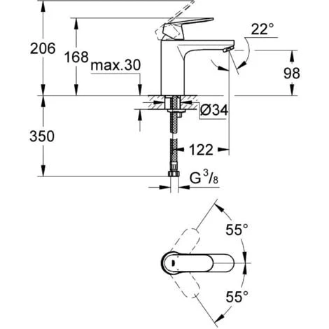 Grohe Eurosmart Cosmopolitan Single Lever Basin Mixer 1/2" Size M (23327000) 4 Grohe Eurosmart Cosmopolitan Single Lever Basin Mixer 1/2" Size M (23327000) - Image 2