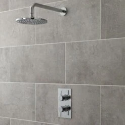 Nuie Quest Twin Thermostatic Concealed Shower Valve With Fixed Shower Head - Chrome